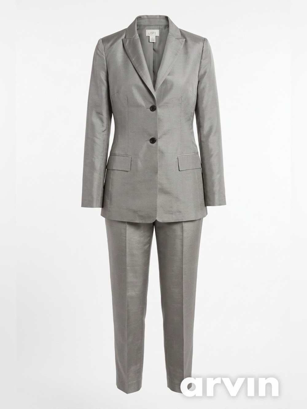 LOFT Silver Grey Silk Blazer Pant Suit Set - Size 4